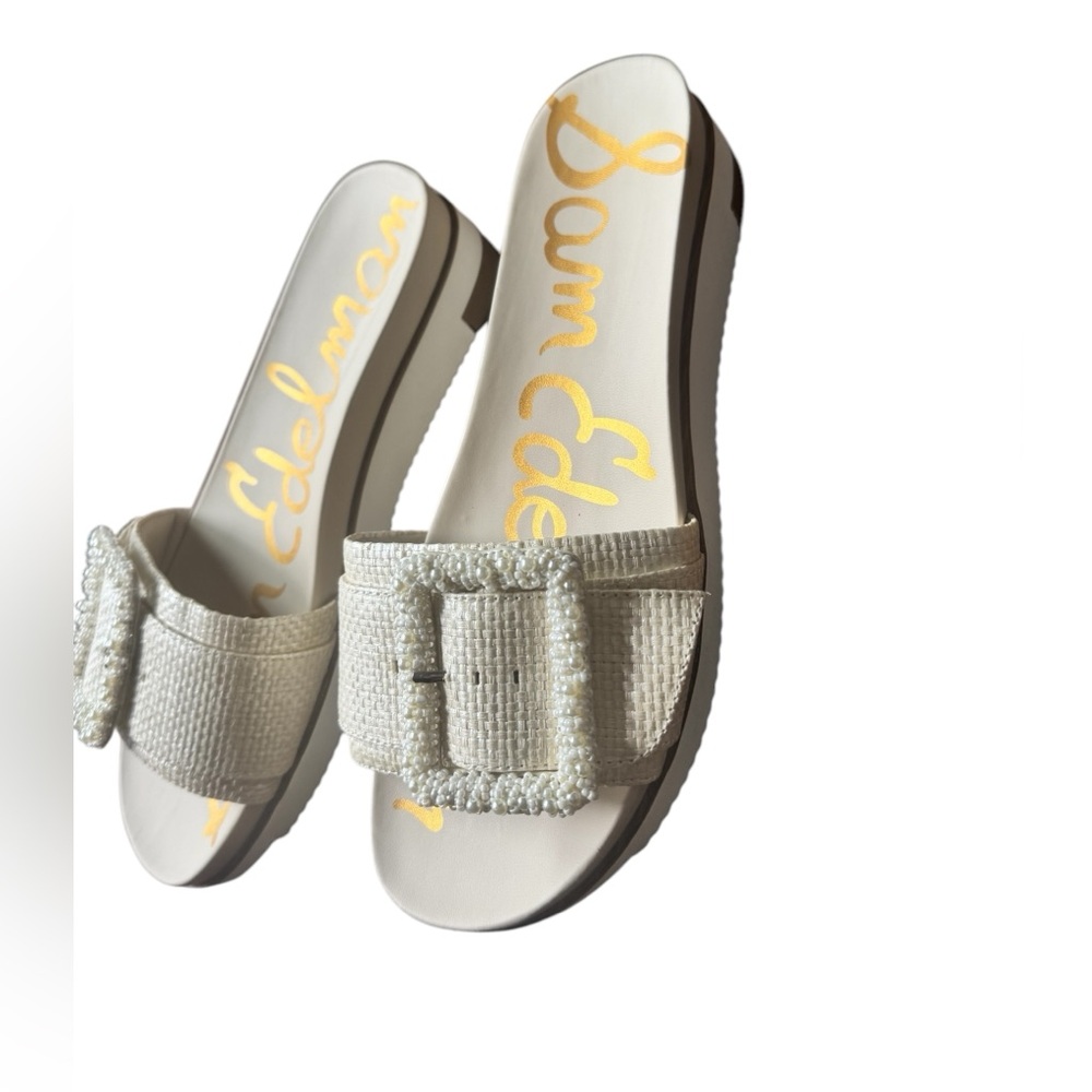 Sam Edelman Cream Slide Sandals - Picture 7 of 11